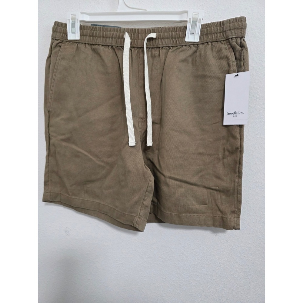 Goodfellow & Co Mens Vintage Pull-On Shorts Brown Khaki 7 Inch Inseam Size M NWT